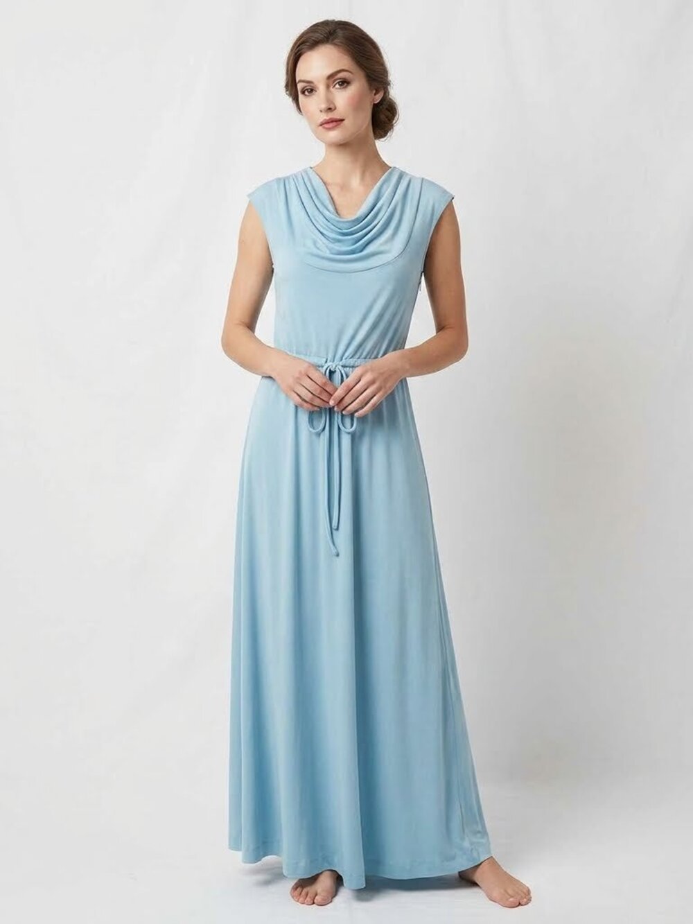 Vintage Julie Miller Tie Front Maxi Dress Womens Medium M Blue Sleeveless FF13D